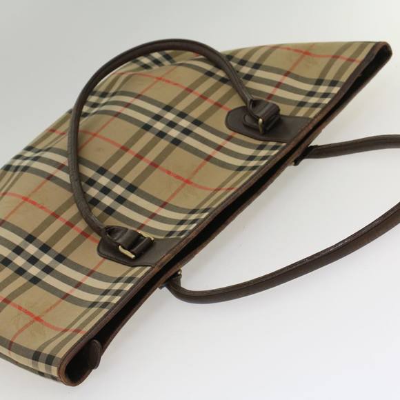 Burberrys Nova Check Tote Bag Canvas Beige Brown Auth 48174 - Picture 6 of 16